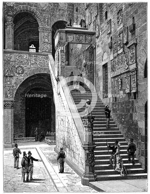The courtyard of the Bargello, Florence, Italy, 1882. Artist: Unknown