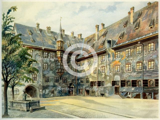 'The Courtyard of the Old Residenz in Munich', 1914.Artist: Adolf Hitler