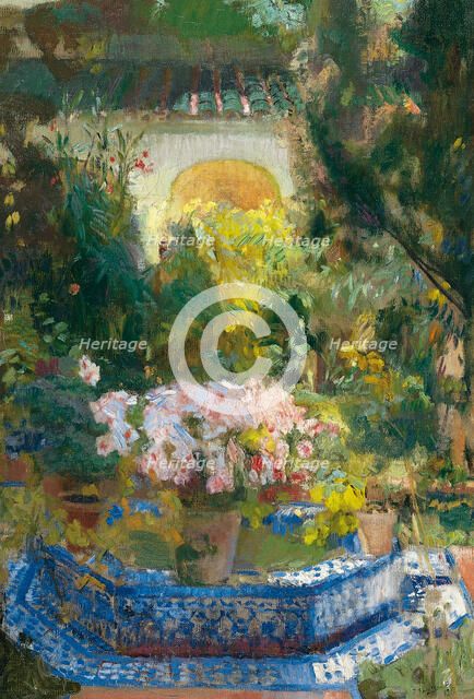 The Courtyard of the Sorolla House, 1917. Artist: Sorolla y Bastida, Joaquín (1863-1923)