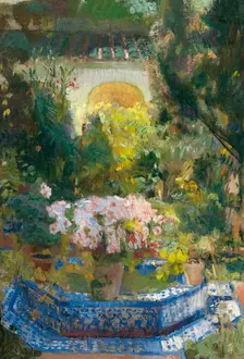 The Courtyard of the Sorolla House, 1917. Artist: Sorolla y Bastida, Joaquín (1863-1923)