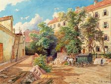 The courtyard of the police prison house on Theobaldgasse in Vienna, 1892. Creator: Franz Reinhold