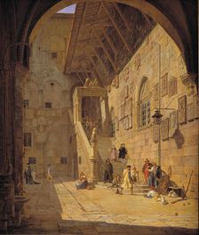 The Courtyard of the Palazzo del Bargello. Florence, 1842. Creator: Jorgen Pedersen Roed