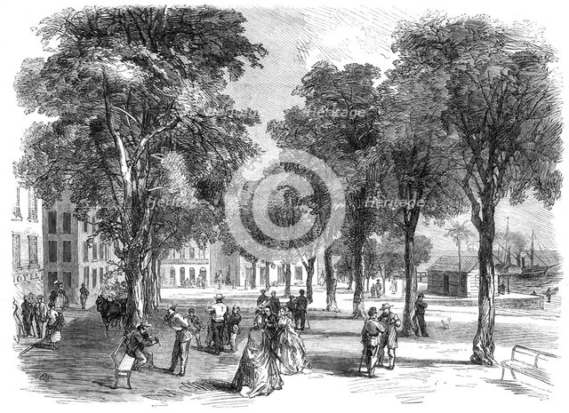 The Cours Nolivos, or Public Promenade of Basseterre, Guadaloupe, French West Indies, 1865. Creator: Unknown.