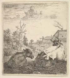 The Cow and the Calf, 17th century. Creator: Karel Du Jardin