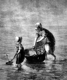 "The Cradle", by J. Israëls, in the International Exhibition, 1862. Creator: W Thomas