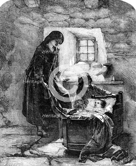 "The Cradle" - painted by D. W. Deane - from the Exhibition at the British Museum, 1856.  Creator: Harvey Orrin Smith.
