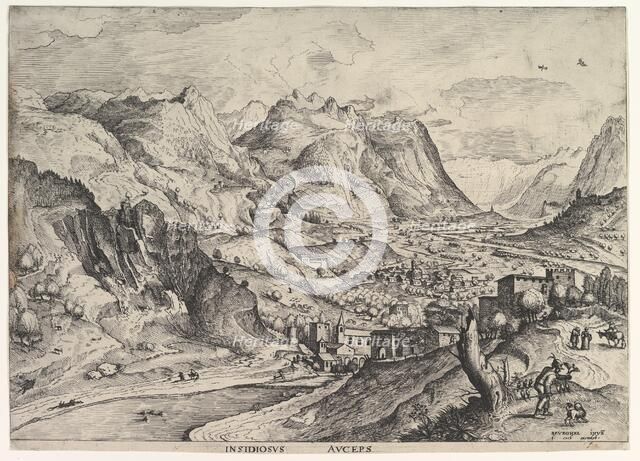 The Crafty Bird-Catcher (Insidiosus auceps) from The Large Landscapes, ca. 1555-56. Creator: Johannes van Doetecum I.