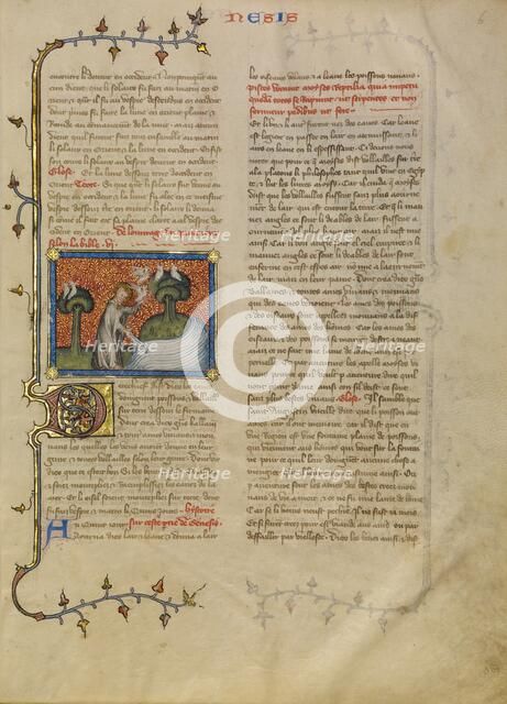 The Creation of Birds and Fishes, about 1360-1370. Creator: Master of Jean de Mandeville.