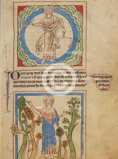 The Creation of Heaven and Earth: The Creation of the Trees; Northumberland Bestiary, about 1250-60. Creator: Unknown.