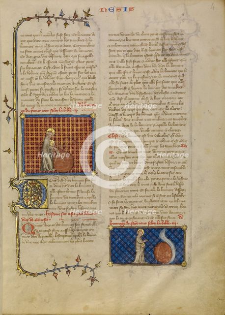 The Creation of the World: The Creation of the Heavens; Creation Scenes, about 1360-1370. Creator: Master of Jean de Mandeville.