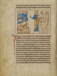 The Creation of the Animals and of Adam and Eve; Northumberland Bestiary, about 1250-1260. Creator: Unknown