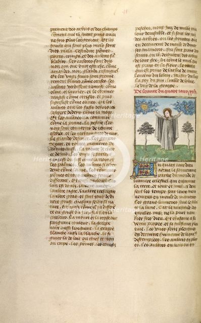 The Creation of the Sun and the Moon; Miroir Historial, about 1475. Creator: Unknown.