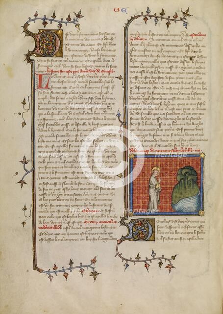 The Creation of Water and Land, about 1360-1370. Creator: Master of Jean de Mandeville.