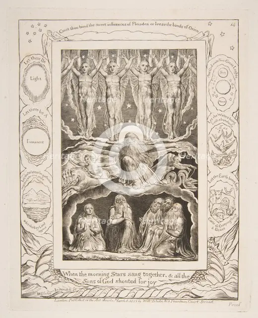 The Creation, from Illustrations of the Book of Job, 1825-26. Creator: William Blake.