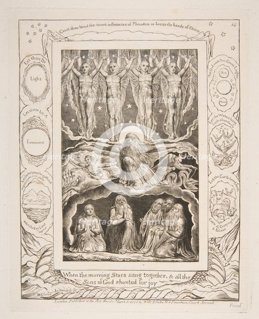 The Creation, from Illustrations of the Book of Job, 1825-26. Creator: William Blake.