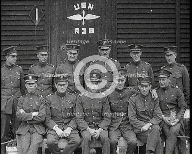 The Crew of the United States Navy R 38 Airship Before Its Fatal Crash, Sitting for Photographs,1921 Creator: British Pathe Ltd.