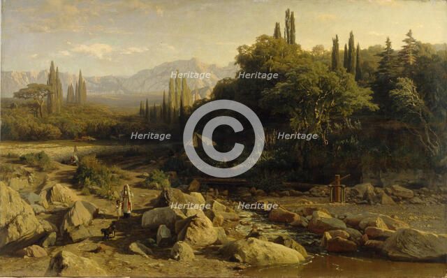 The Crimea. Mountain landscape with river, 1868. Artist: Orlovsky, Vladimir Donatovich (1842-1914)