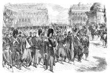 The Crimean Troops Defiling at the Foot of the Column, Place Vendome, 1856. Creator: Unknown