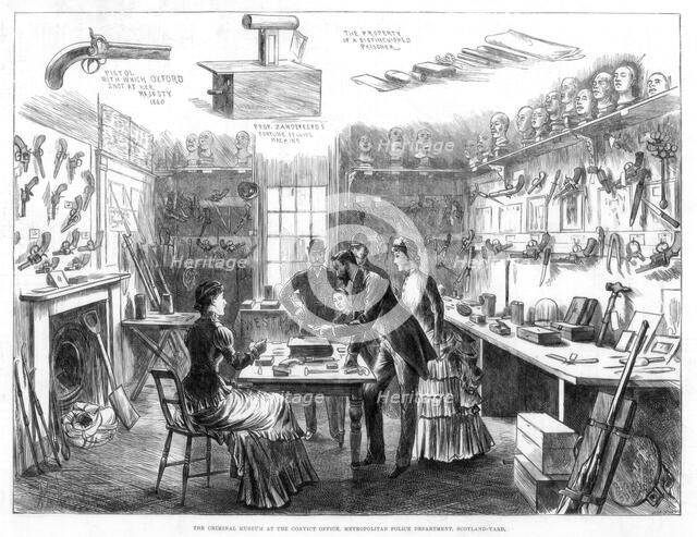 The Criminal Museum at the Convict Office, Metropolitan Police Department, London, 1883.Artist: Swain
