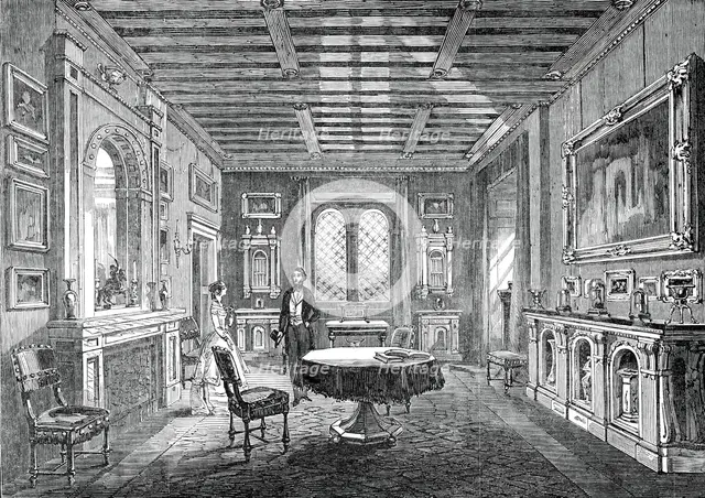 The Crimson Drawing-Room, Lansdown Tower, 1845. Creator: Unknown.