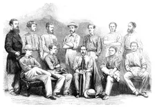 The cricket-match between Madras and Calcutta: the Madras Eleven, 1864. Creator: Unknown