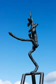 The Cricketer sculpture by Barry Flanagan, Jesus College, Cambridge, Cambridgeshire, 2015. Artist: James O Davies