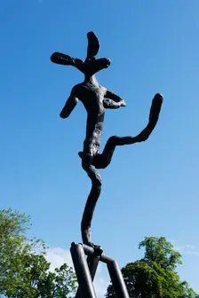 The Cricketer sculpture by Barry Flanagan, Jesus College, Cambridge, Cambridgeshire, 2015. Artist: James O Davies