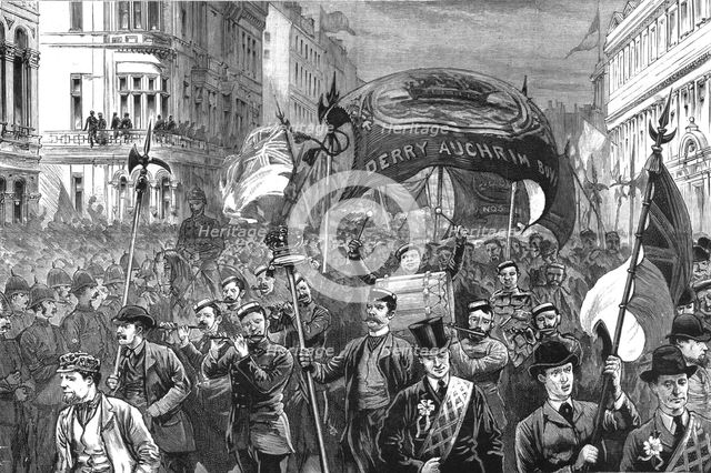 'The Crisis in Ireland - The Procession in Royal Avenue on it's way to Ulster Hall', 1886.  Creator: Unknown.
