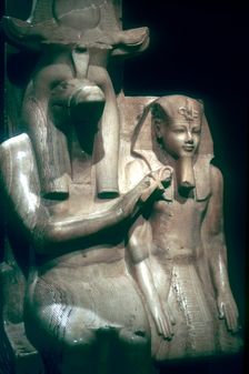 The crocodile-god Sobek with Pharaoh Amenhotep III, Sobek Temple, Dakamsha, Egypt, c1380 BC
