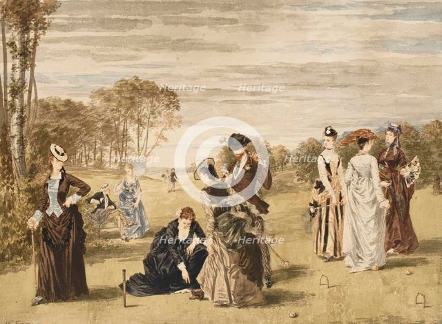 The croquet game, 1874. Creator: Gavarni, Pierre (1846-1932).