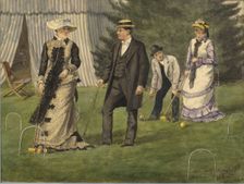 The croquet game, 1875. Creator: Burdick, Horace Robbin (1844-1942)