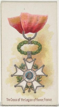 The Cross of the Legion of Honor, France, from the World's Decorations series (N30) for Al..., 1890. Creator: Allen & Ginter