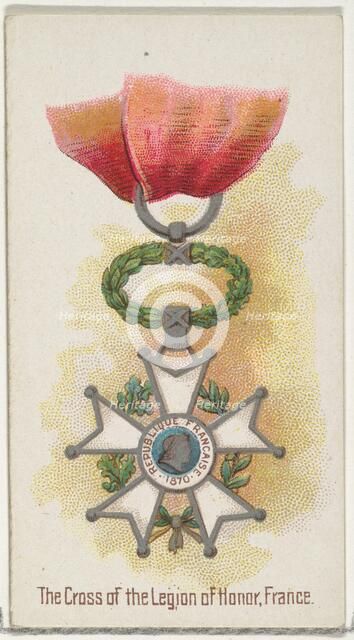 The Cross of the Legion of Honor, France, from the World's Decorations series (N30) for Al..., 1890. Creator: Allen & Ginter.