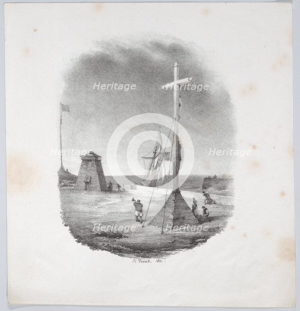 The Cross of the Sailors-Dieppe, 1821. Creator: Émile Jean-Horace Vernet.