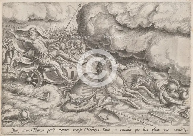 The Crossing of the Red Sea, c.1585. Creator: Jan Wierix.