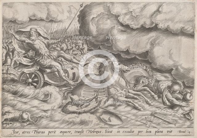 The Crossing of the Red Sea, c.1585. Creator: Jan Wierix.