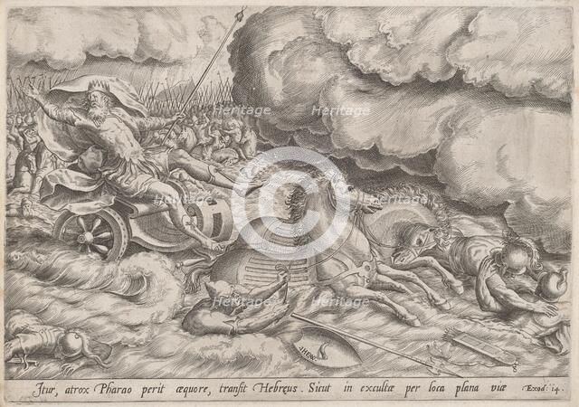 The Crossing of the Red Sea, c.1585. Creator: Jan Wierix.