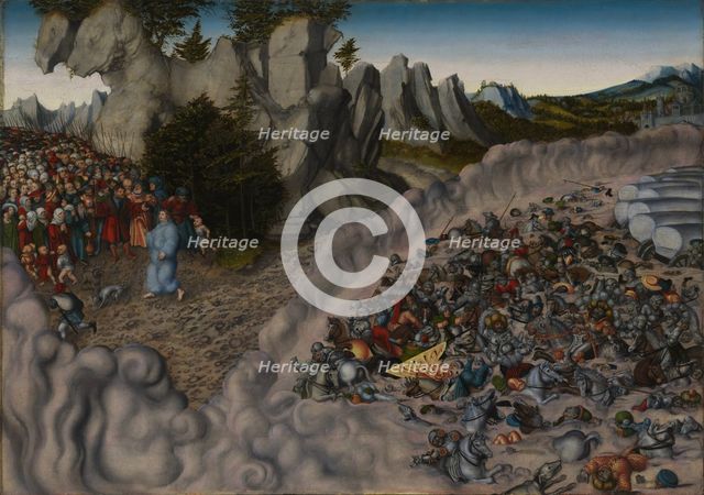 The Crossing of the Red Sea (Pharaoh's Hosts engulfed in the Red Sea), 1530. Artist: Cranach, Lucas, the Elder (1472-1553)