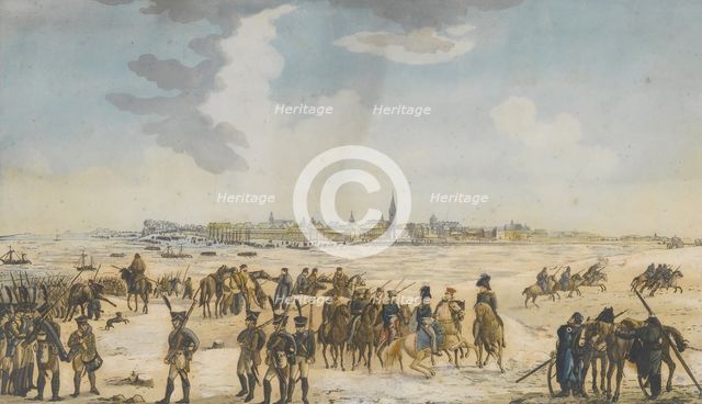 The Crossing of the Rhine near Düsseldorf by the Russian Army, 13 January 1814, 1814. Artist: Anonymous  
