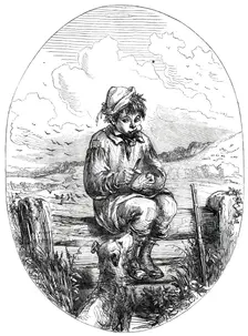 The Crow-Boy's Christmas Lunch - drawn by Phiz, 1850. Creator: Unknown