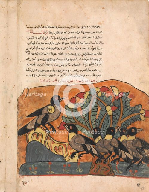 The Crow King Consults his Ministers, Folio from a Kalila wa Dimna, 18th century. Creator: Unknown.