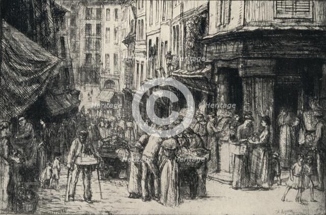 'The Crowd, Rue Mouffetard', 1915. Artist: Charles Heyman.