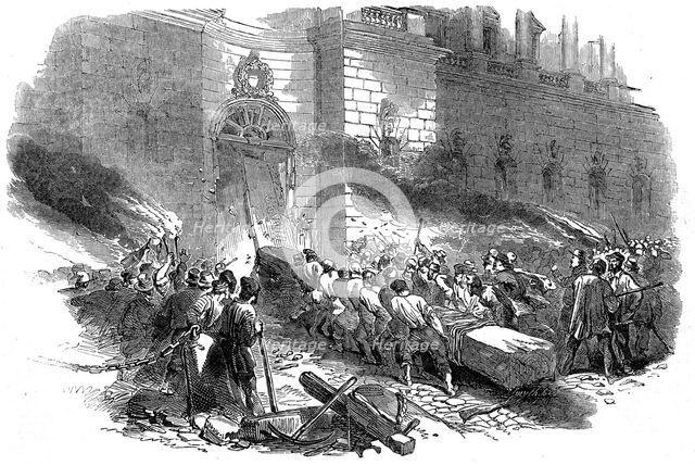 The crowd storming the Arsenal in Berlin, Revolution in Prussia, March 1848. Artist: Unknown