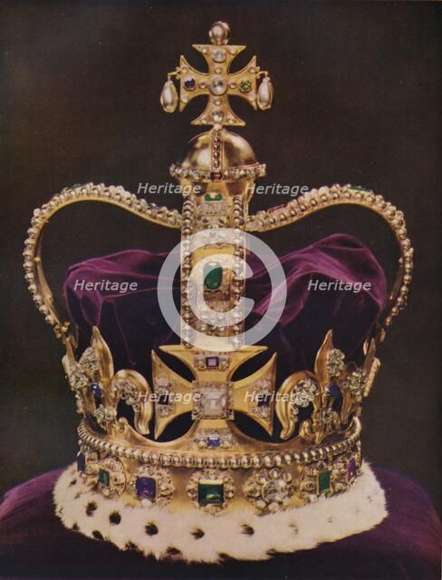'The Crown of England, St Edward's Crown', c1937. Artist: Unknown.