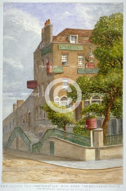 The Crown Inn, Pentonville Hill, Islington, London, c1865. Artist: JT Wilson