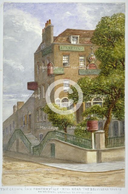 The Crown Inn, Pentonville Hill, Islington, London, c1865. Artist: JT Wilson