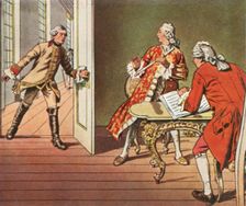 The Crown Prince and his music teacher are interrupted during a flute lesson, 1729, (1936). Creator: Unknown