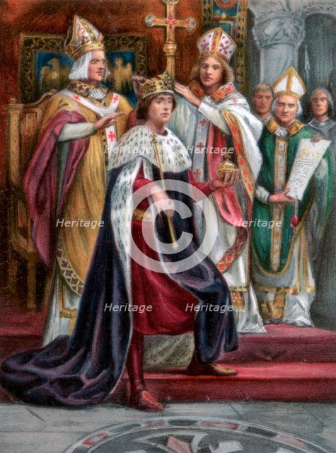 The crowning of Edward I, Westminster, 19 August 1274, (1902). Artist: Unknown