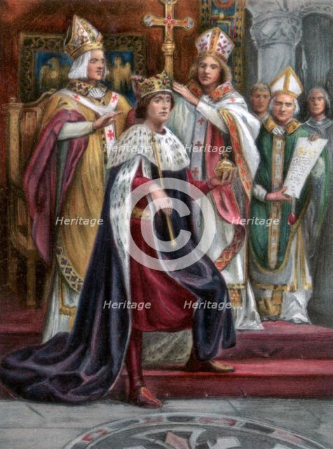 The crowning of Edward I, Westminster, 19 August 1274, (1902). Artist: Unknown