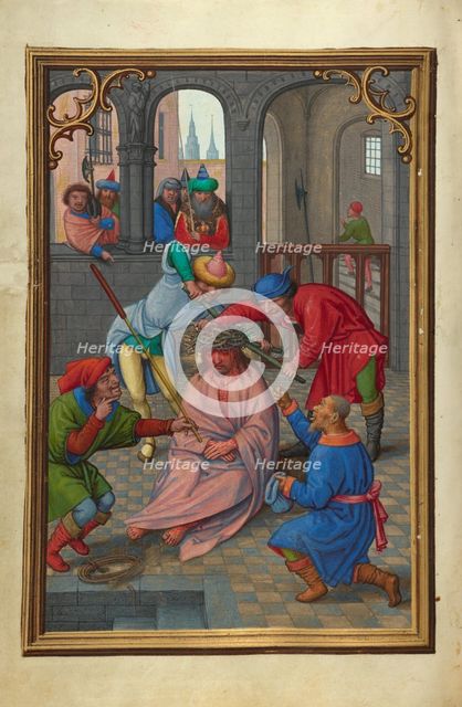 The Crowning with Thorns; Prayer Book of Cardinal Albrecht of Brandenburg, about 1525-1530. Creator: Simon Bening.